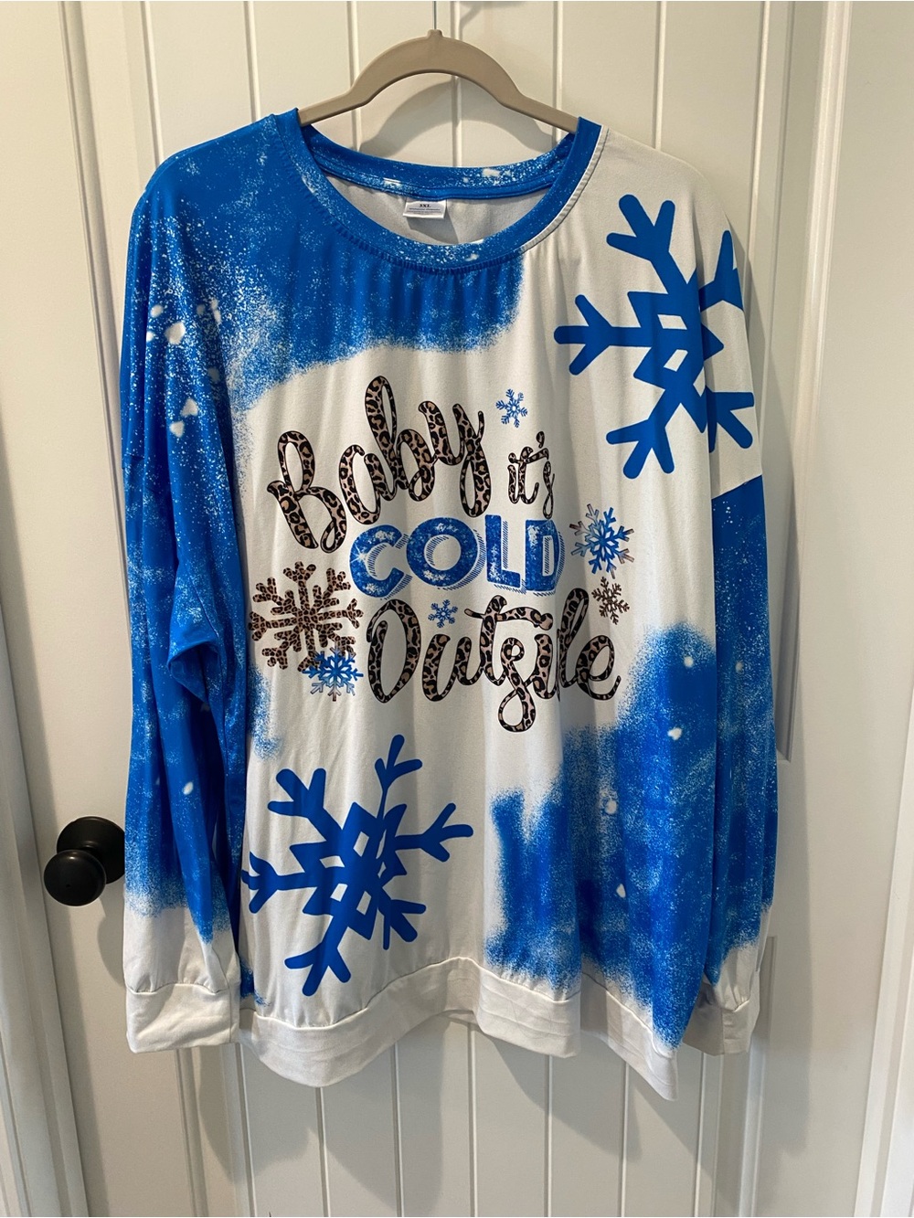 Baby It's Cold Outside Blue & White Long Sleeve Tee